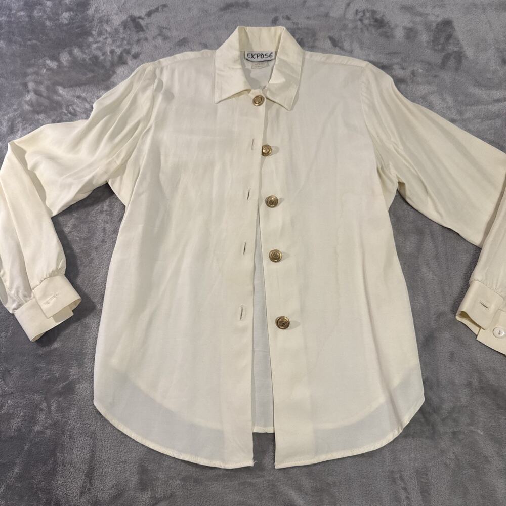Vintage Expose' Long Sleeve Blouse with *gold buttons Size Small Perfect Con'd